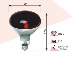 Лампа для обігрівання Червона 125W E27 12815 фото